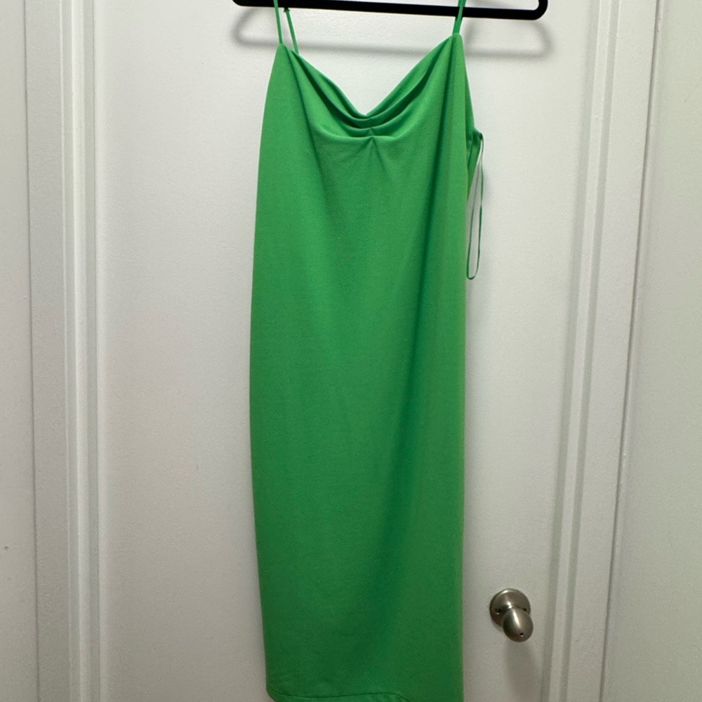 Zara Green Cowl Neck Slip Dress for Cocktail